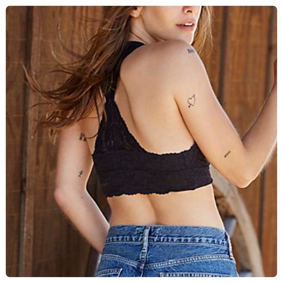 Int Free People Galloon Lace Racerback Bra Black - Picture 2 of 10